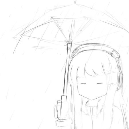 Sketch of Kalinka with umbrella